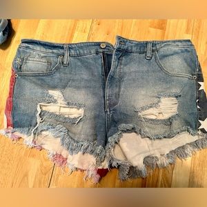 Mossimo womens denim High Rise Stars and Stripes shorts.
